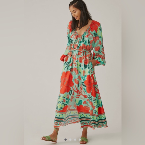 Anthropologie Dresses & Skirts - Farm Rio x Anthropologie Poppy Print Maxi Dress M